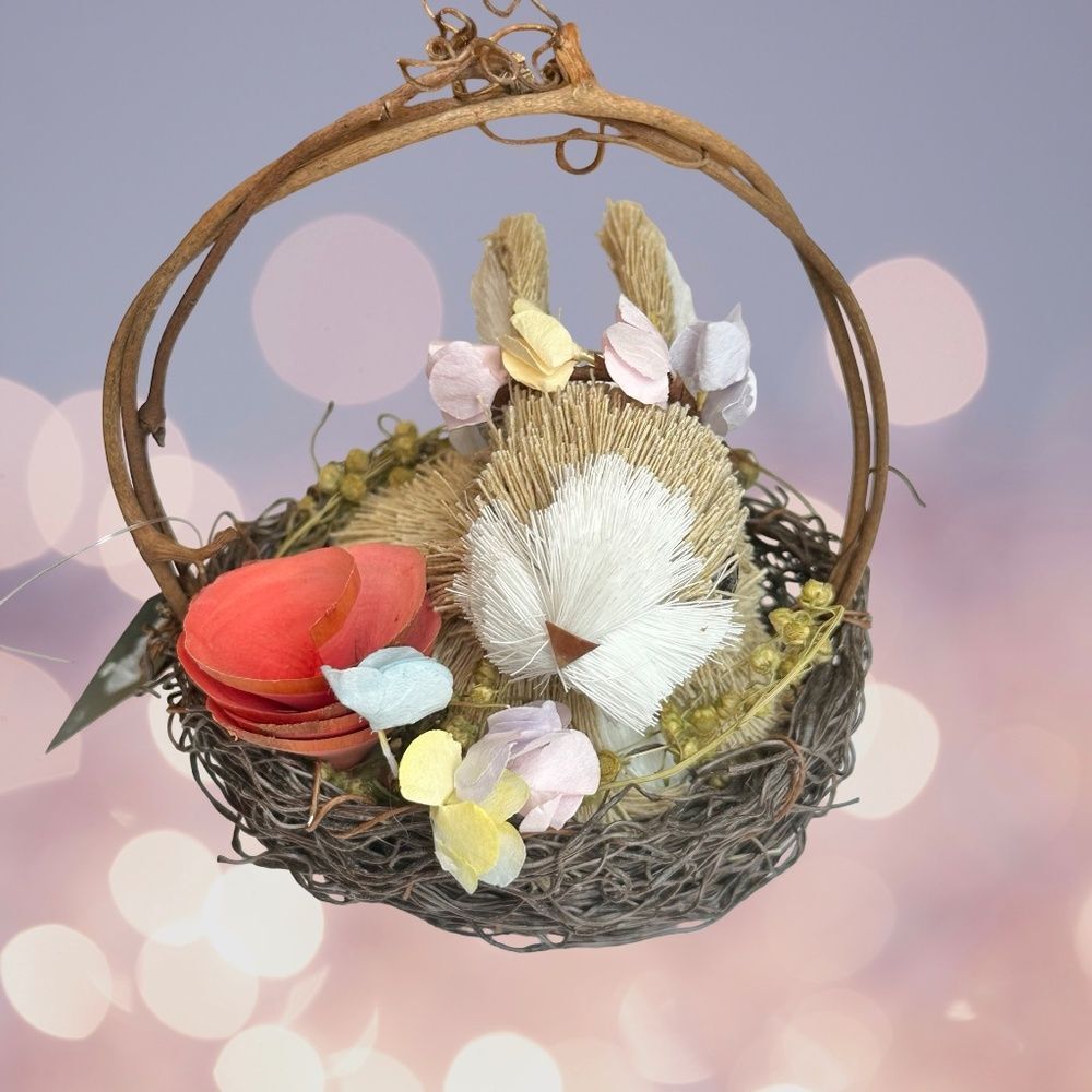 NWT Adorable Bunny - Rabbit in a Basket Spring Easter Decor - Picture 4 of 9